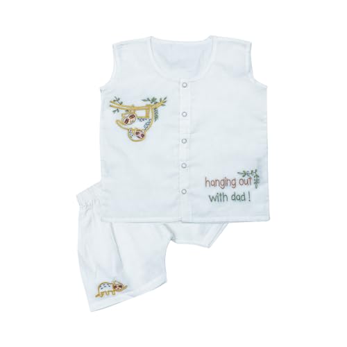 Image of Cotton Jhabla Set for Infants and Toddlers | Snap Buttons Jabla |Soft Mulmul |Breathable and Comfortable | Top with Diaper friendly bottoms