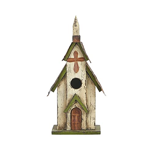Glitzhome 14' H Hanging Distressed Wooden Church Birdhouse Garden...