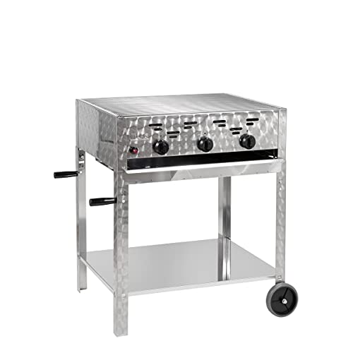 LAG Gasgrill 3-flammiger Edelstahl-Brenner 11kW fahrbar mit Grillrost, Grillwagen, Gastrobräter Profigrill Verein