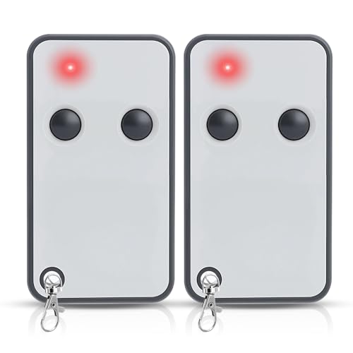 Lot de 2 Télécommande garage et portail 2 canaux 433,92 MHz avec fonction copie, compatible Télécommande Roger 433 MHz et Roger telecommande E80 TX52R
