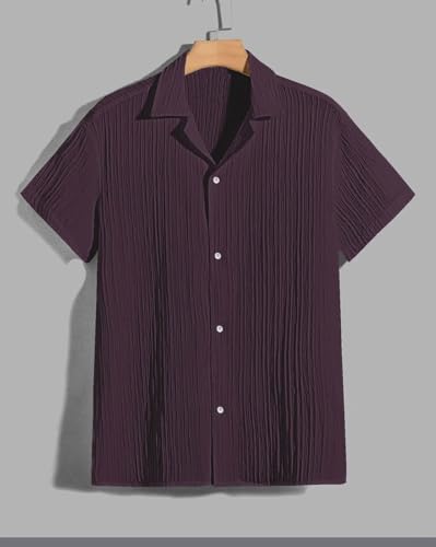 Image of Men's Relaxed Fit Striped Short Sleeve Button-Down Casual Shirt