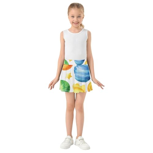 Joisal Cute Space Planets Tennis Skirts Kids Pleated Athletic Shorts Girls Skorts Flowy Skirt 4t3