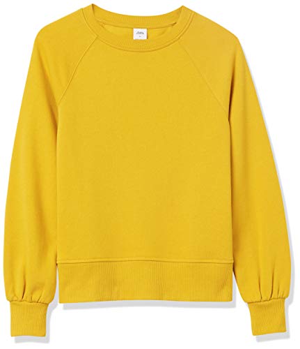 Amazon Essentials Women's Classic-Fit Gathered Long-Sleeve Crewneck Sweatshirt, Dark Yellow, Medium #TOP5