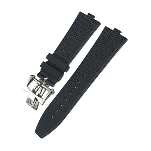 Bracelet montre FKM 24mm caoutchouc noir pour Vacheron Constantin 5500V