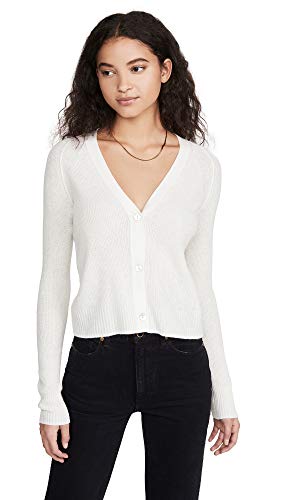 Vince Women's Ribbed Raglan Cashmere Cardigan, Off White, Medium