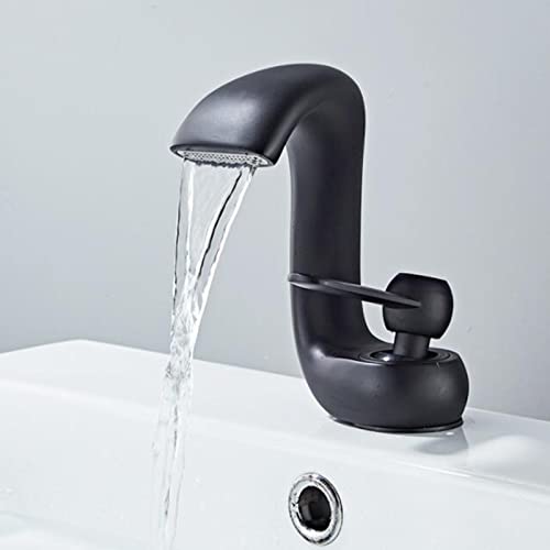 Robinet de lavabo cascade en laiton mitigeur salle de bain eau chaude froide chrome monotrou