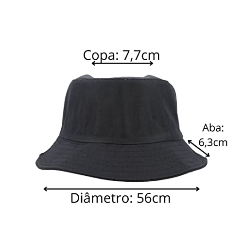 Chapéu Bucket Hat Feminino e Masculino Liso e Estampado Unissex (Preto)