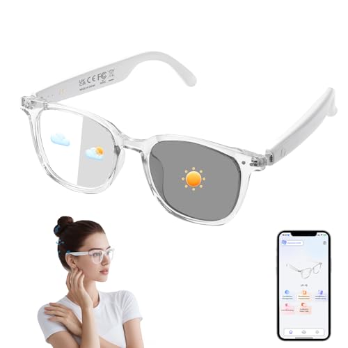 AI Smart Glasses for Women Men, Clear Frame Blue Light Glasses, Real-Time Translation（160+Languages), Photo Translation, No Subscription, Bluetooth AI Translation Glasses for Business Travel