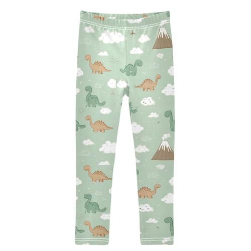 Boccsty Cute Green Dinosaurs Clouds Girls Leggings Kids Yoga Pants Dance Active Tights 4T