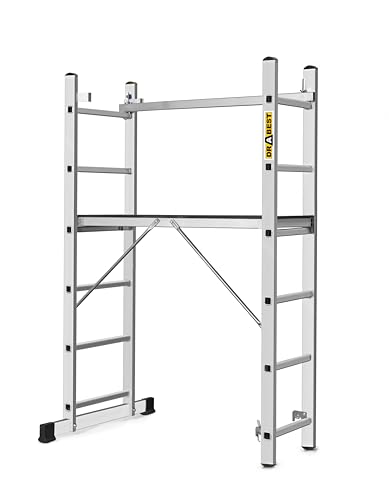 DRABEST 3-in-1 Alu-Leiter – Stehleiter, Anlegeleiter & Gerüst – 2x6 Sprossen – Arbeitshöhe bis 2,97 m – Plattform 46x161x14 cm – Belastbar bis 150 kg DRABEST 3-in-1 Alu-Leiter – Stehleiter, Anlegeleiter & Gerüst – 2x6 Sprossen – Arbeitshöhe bis 2,97 m – Plattform 46x161x14 cm – Belastbar bis 150 kg
