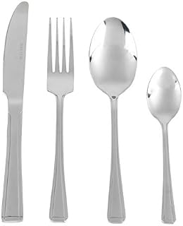 Salter BW02844 Elegance Buxton 16 Piece Cutlery 4 People, Tableware Set Including Forks, Knives, Teaspoons and Tablespoons, Dishwasher Safe, Stainless Steel, 15 Year Guarantee
