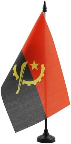 BANDERA de MESA de ANGOLA 21x14cm - BANDERINA de DESPACHO ANGOLEÑ...