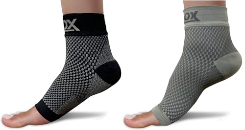 SB SOX - 2 Pairs Plantar Fasciitis Relief Socks (Black, Medium + Gray, Medium)
