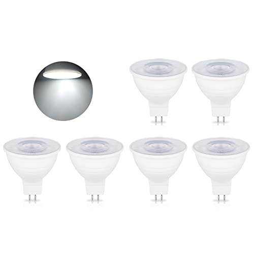 Bombillas LED MR16 GU5.3, 5W 500LM Regulable MR16 Spotlight AC 220-240V, Equivalente a lámpara halógena de 50W, Ángulo de haz de 120° (Color : Cool White 6000K, Size : 6 PCS)