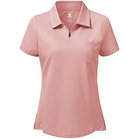 MoFiz Poloshirts Damen Kurzarm Baumwolle Polohemden Atmungsaktive Polo Golfshirts Top Rosa L Cover