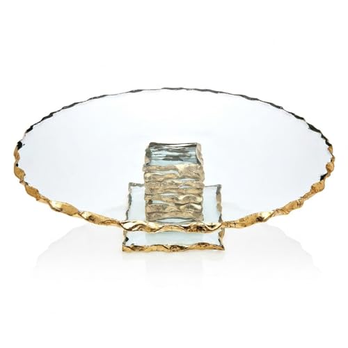 Godinger Gold Footed Cake Stand, 13 Inch Glass Cake Server Stand Plate - image 1