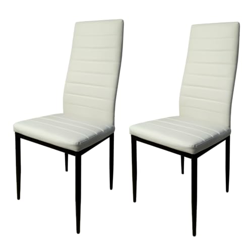 HOME DESIGN & CONFORT Pack de 2 Sillas de Comedor Tapizadas - Sillas Cocina Tapizadas - Sillas Comedor Pack (White, 2)