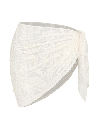 Image of ZAFUL Women's Sarong Coverups Beach Wrap Sheer Bikini Cover Up Mini Skirt | Wraps Swimwear, Cover Ups for Swimwear, Multi-Wear, Texture, Floral