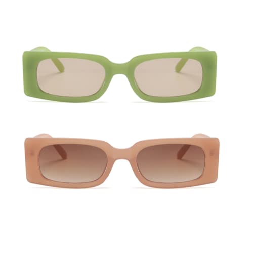 ENTHYI Rectangle Vintage Sunglasses for Women Retro 90s Square Female Chunky Glasses2