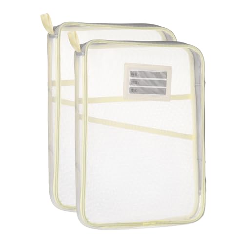 Pochette à filet de bureau beige A4 pour ranger les cours et dossiers maison
