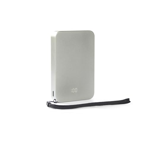 Intempo Amalfi Cargador Inalámbrico Portátil – Power Bank Magnético MagSafe 15 W, 10000 mAh, hasta 2 Cargas Completas, Batería Externa de Viaje, Cable USB‑C Incluido, Ligero, Crema
