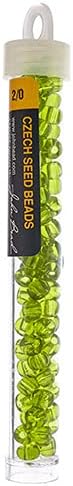John Bead Czech Glass Seed Beads 2/0 Transparent Green 20Grams Beads for DIY Arts Crafts Jewelry Bracelets Necklaces Earrings Making