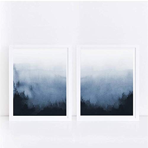 Abstrait art toiles bleu nuit pour creer une ambiance sereine dans la chambre