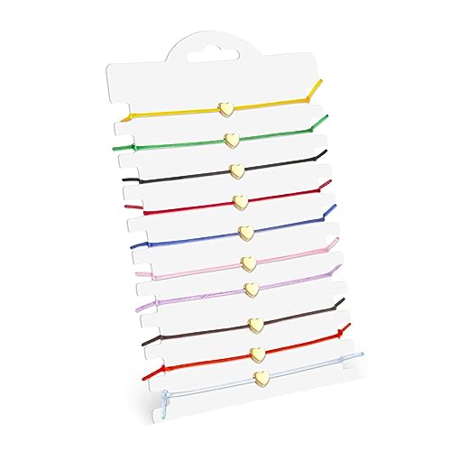 Obrjoyfly 10 Pcs Pulsera Amistad, Pulseras Amistad Hecho a mano, Ajustable Suerte Corazón Pulseras de la Amistad Hasta 26 cm, Pulsera Amistad Amigas Perfecto para Regalos