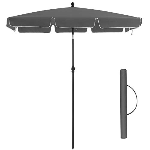 SONGMICS parasol, parasol, rechthoekige tuinparasol van polyester, met draagtas, zonder standaard, voor tuin, balkon en terras, grijs GPU25GY
