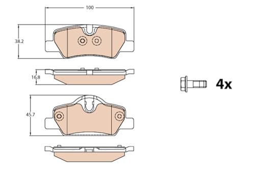 Trw GDB2088 Pastiglie Freno Set Di 4 Para Mini Mini (F56) 2013 - Assale Posteriore E Altri Veicoli - 3