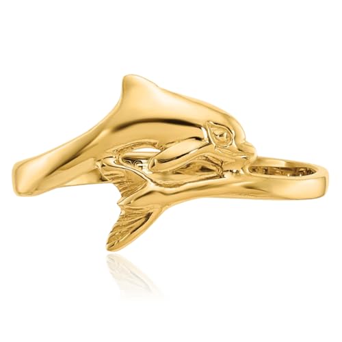 IceCarats 14K Solid Yellow Gold Sea Dolphin Ocean Fish Beach Nautical Ring4