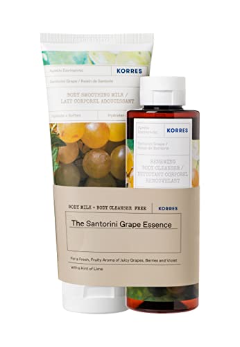 KORRES SANTORINI GRAPE Körperpflege Set, 2-teilig, Duschgel (250ml) & Körpermilch (200ml), vegan, für feuchtigkeitsspendende Pflege, 450 ml Cover