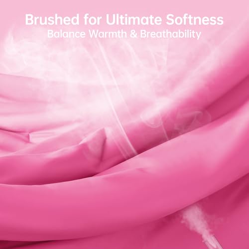 Image of MUXHOMO Oversized Queen Comforter Set, Lightweight Down Alternative Bed Set | All Season 3 Piece Bedding Set,Ultra Soft Down Alternative,Includes 1 Comforter 98x98 and 2 Pillow Shams 20x26,Hot Pink