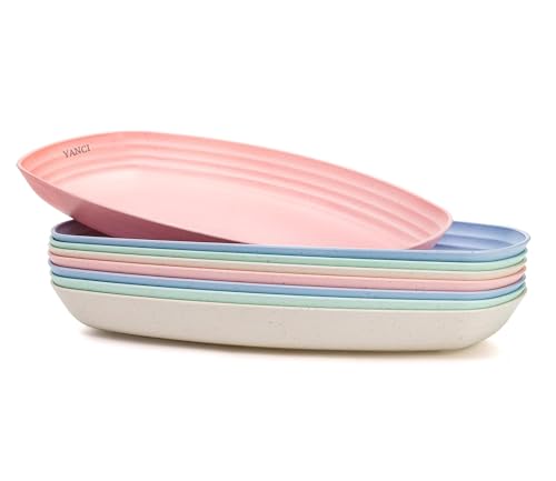 Image of YANCI 8 Pack Wheat Straw Plates, 11 Inch Microwave Safe Lunch Dinner Plates, Degradable Reusable Eco-Friendly BPA Free Lightweight Plates, Multicolor