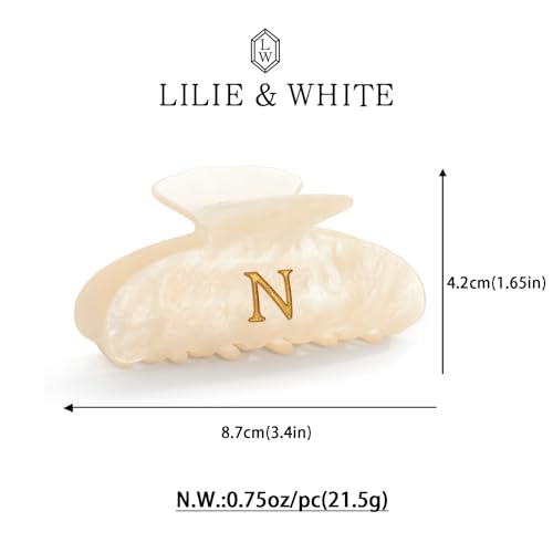 Image of LILIE&WHITE Acrylic Letter Hair Clips For Women Stylish N Monogram Hair Claw Alphabet Hair Clip Fashion Glitter Claw Clip Elegant And Durable Hair Accessory Large Hair Clips N