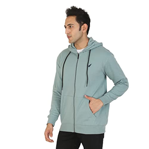 Image of D-GREEN Sweatshirt for Men Stylish Hoodie with Zipper and Full Sleeves Winter Wear
