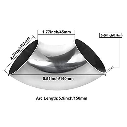 2.5 Inch Exhaust Pipe 90 Degree Elbow- 201 Stainless Thickness 1.5Mm -Suitable For Car Modified Exhaust Pipe Stair Handrail #TOP3