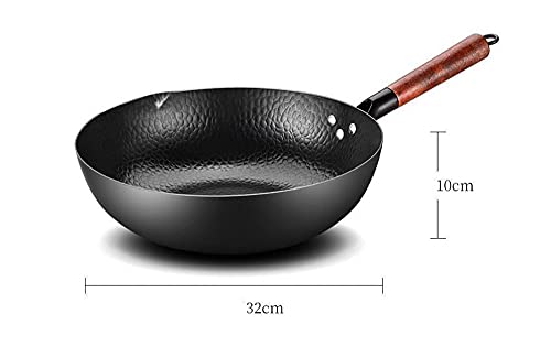 Wok tradicional de acero carbono con mango de madera miniatura 2
