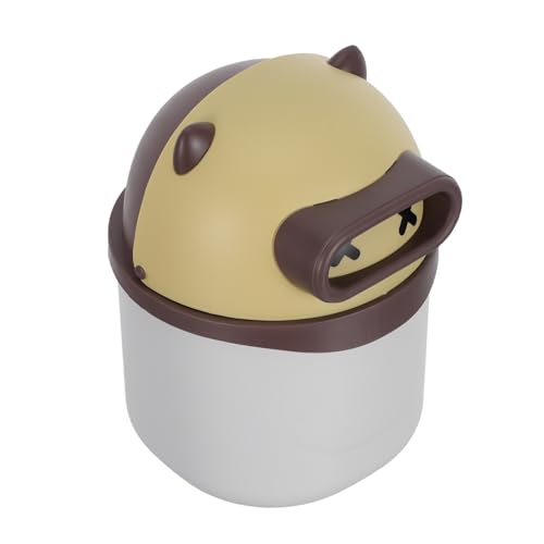 Mobestech Mini Cestino da Scrivania con Coperchio a Ribalta, Piccolo Cestino per Rifiuti da Tavolo a Forma di Orso, Contenitore Salvaspazio per Ufficio, Casa e Camper, Design Compatto