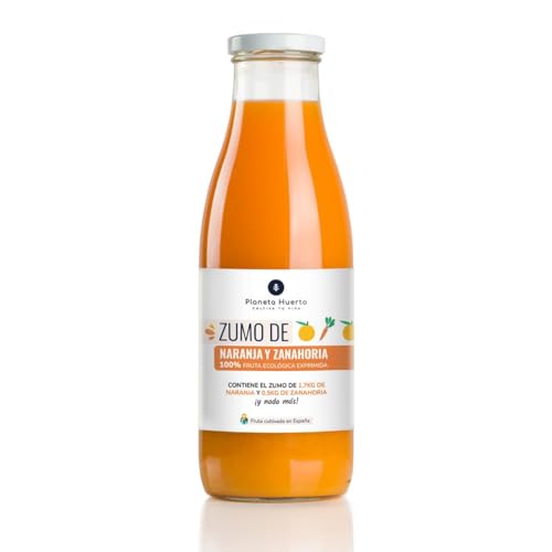 PLANETA HUERTO | Zumo de Zanahoria y Naranja 100% Fruta Ecológica Exprimida - Sin Azúcar Añadido - 750 ml |