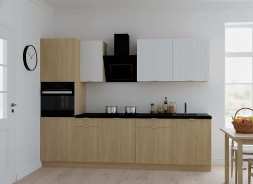 Genérico Muebles de Cocina Completa 280 cms Muebles Color Roble Madera y Crema Torre Horno ref-207J