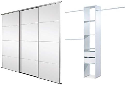 Spacepro Sliding Wardrobe Doors, Silver Frame Mirror, 226cm x 269.2cm