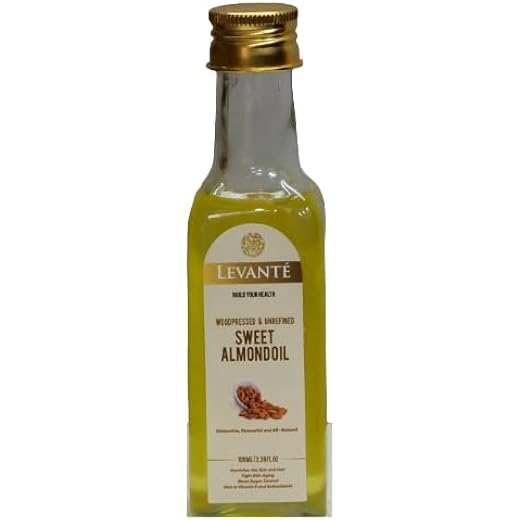Levante Wood Pressed Sweet Almond Oil - 100ml | Edible Badam ka Tel| Cold Pressed | Natural | Chemical-Free | Kolhu/Kacchi Ghani/Chekku