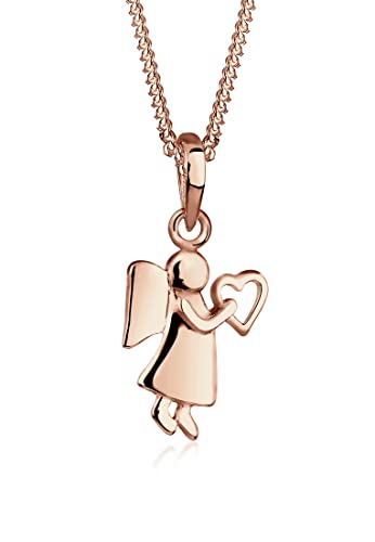 Elli Halskette Damen Engel Herz Talisman in 925 Sterling Silber Rosévergoldet