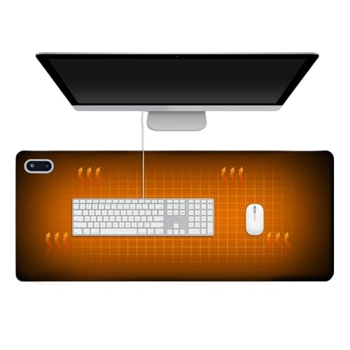 KQWVZ Heated Mouse Pad, 80 x 33 cm Heated Mouse Mat, Winter Hand Warmer Desk Pad, with 5 Adjustable Temperature Levels & 4 Hours Automatic Shut-Off, for PC Keyboard Laptop Office and Home