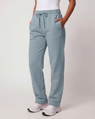 Image of Real Essentials 3 Pack: Women's Relaxed Fit Fleece Open Bottom Sweatpants - Casual Athleisure (Available in Plus)