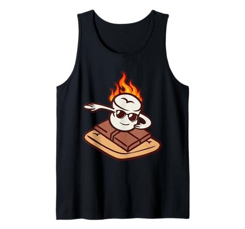 Divertida autocaravana Dabbing Smore Marshmallow Camping Squad Camiseta sin Mangas