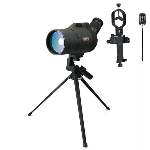 Svbony SV41 Mak Telescopio Terrestre con Trípode, Adaptador para Teléfono Inteligente, Controlador Inalámbrico, 25-75x70mm BAK4 FMC Maksutov Telescopio Terrestre, para Digiscoping y Tiro al Blanco