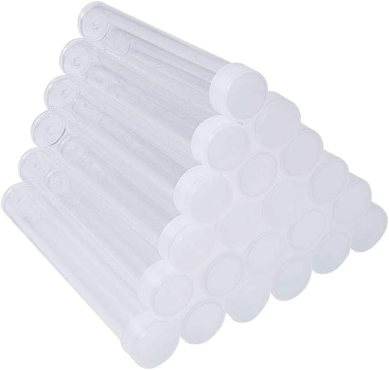PH PandaHall 100pcs Clear Plastic Tube Bead Containers, Transparent Plastic Small Empty Storage Tubes Bead Container Set Organizers Boxes with Lid 15ml (75x13mm /2.9x0.5”)