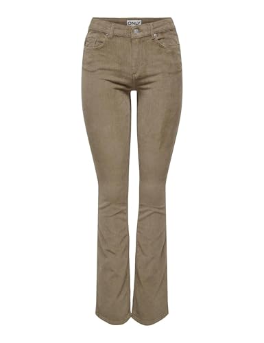 ONLY Onlmary-Global Mid Cord Flared PNT Noos pantalon velours côtelé taille mi-haute